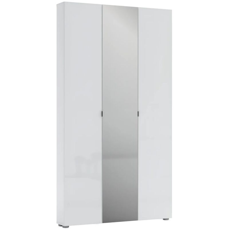 foto del prodotto mobile scarpiera bianco 110x19x200 cm 3 ante con specchio 22 ripiani