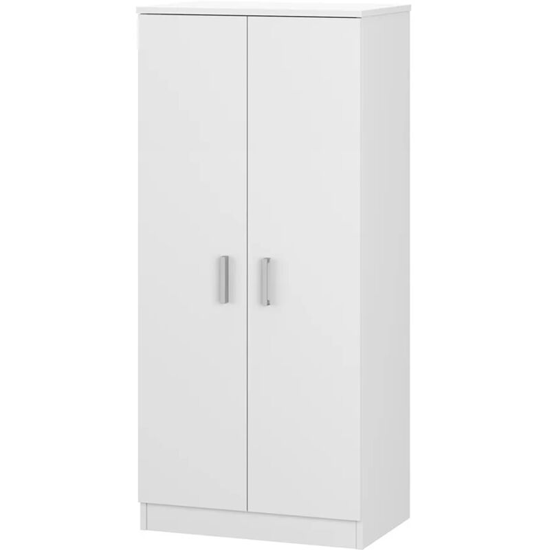 foto del prodotto mobile scarpiera h 180 cm in legno bianco con ante e ripiani regolabili