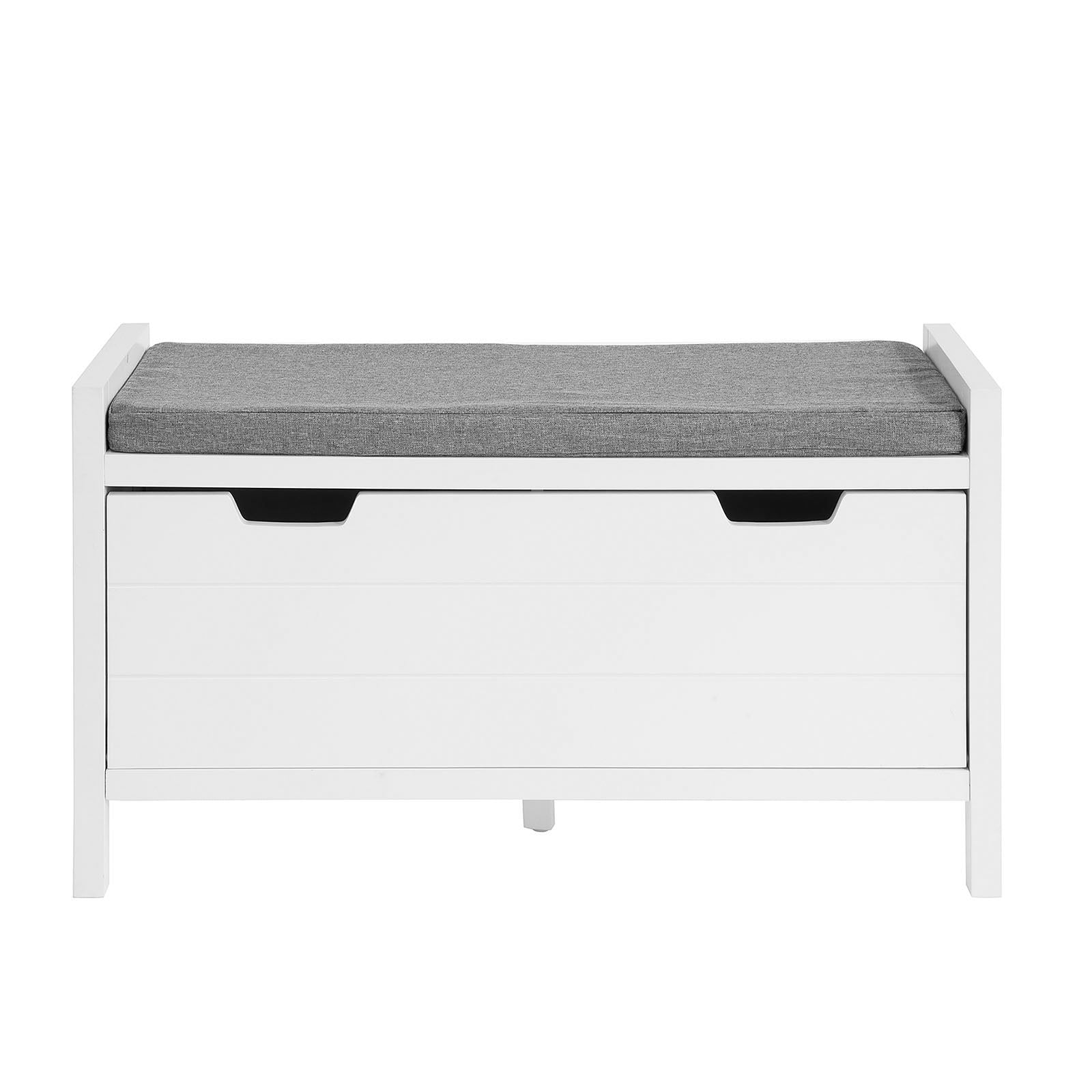 foto del prodotto mobile scarpiera panca ingresso panca con cuscino seduta cassapanca contenitore moderna l91 p30 a50 cm, fsr97 w