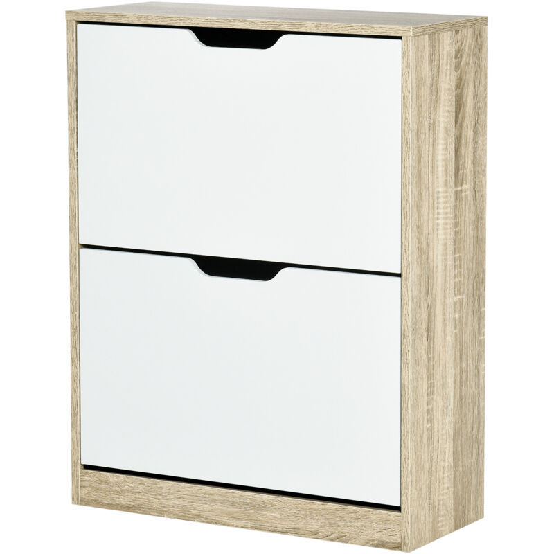 foto del prodotto mobile scarpiera slim 2 cassetti per 8 paia di scarpe legno e bianco homcom