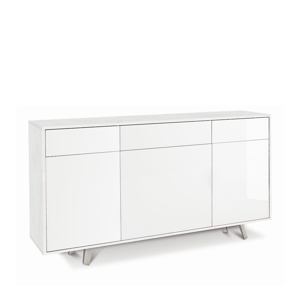 foto del prodotto mobile soggiorno 3 ante 3 cassetti 164x41 h92cm ossido bianco bianco lucido