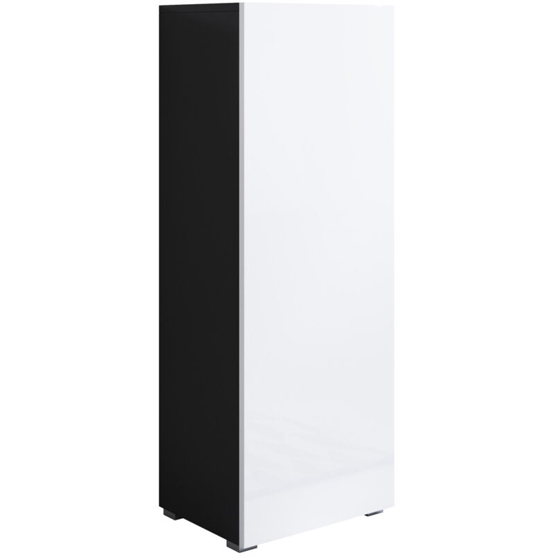 foto del prodotto mobile soggiorno con piedini 2cm vetrina salotto moderno sala pranzo vetrinetta pensile 40x128x28cm modello luke v1 nero e bianco lucido