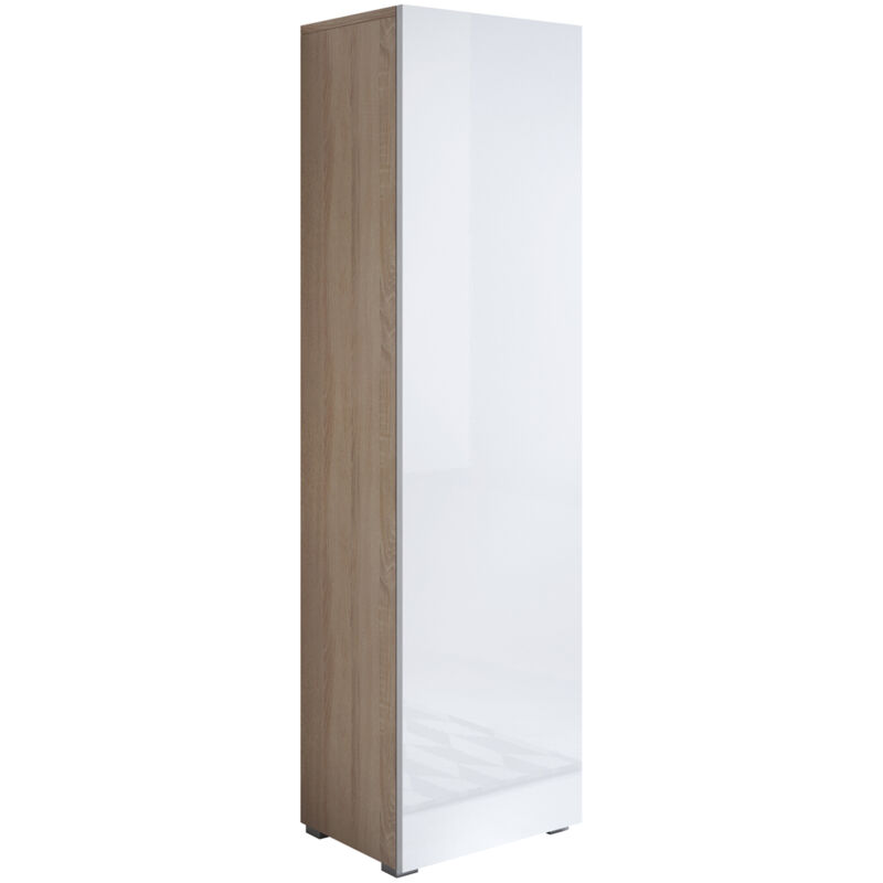 foto del prodotto mobile soggiorno con piedini 2cm vetrina salotto moderno vetrinetta pensile 40x167x28 modello luke v4 sonoma opaco e bianco lucido