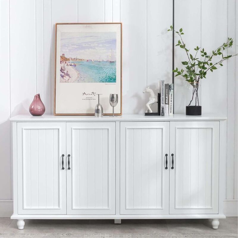 foto del prodotto mobile soggiorno, credenza con 4 ante, 157x41x81cm, madia con ripiani regolabili, mobile buffet per soggiorno, cucina, sala da pranzo, mobiletto