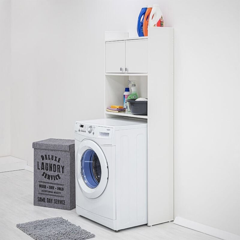 foto del prodotto mobile sopra lavatrice in pvc bianco in kit di montaggio