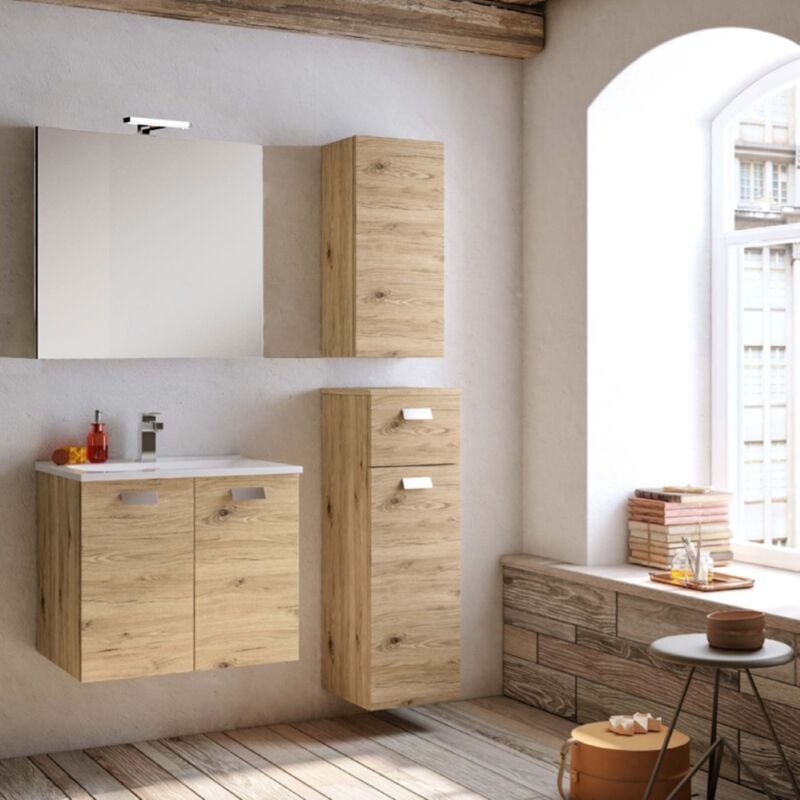 foto del prodotto mobile sospeso bagno 62 cm quercia naturale con lavabo angela2