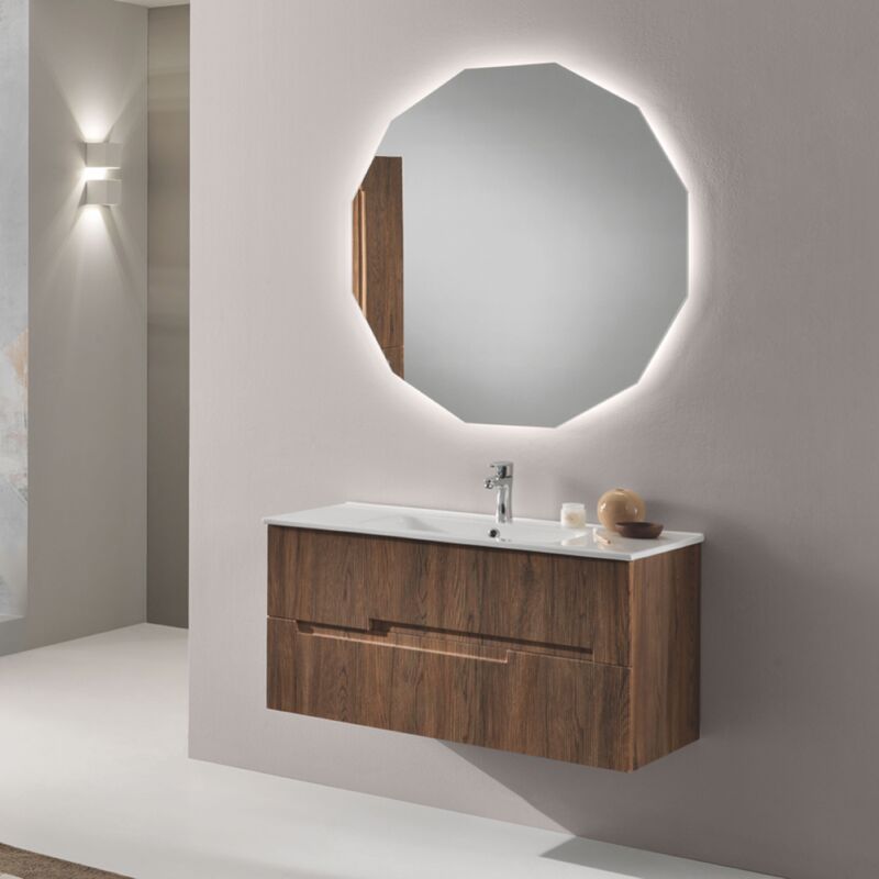 foto del prodotto mobile sospeso bagno 80 cm a 2 cassetti righe tek