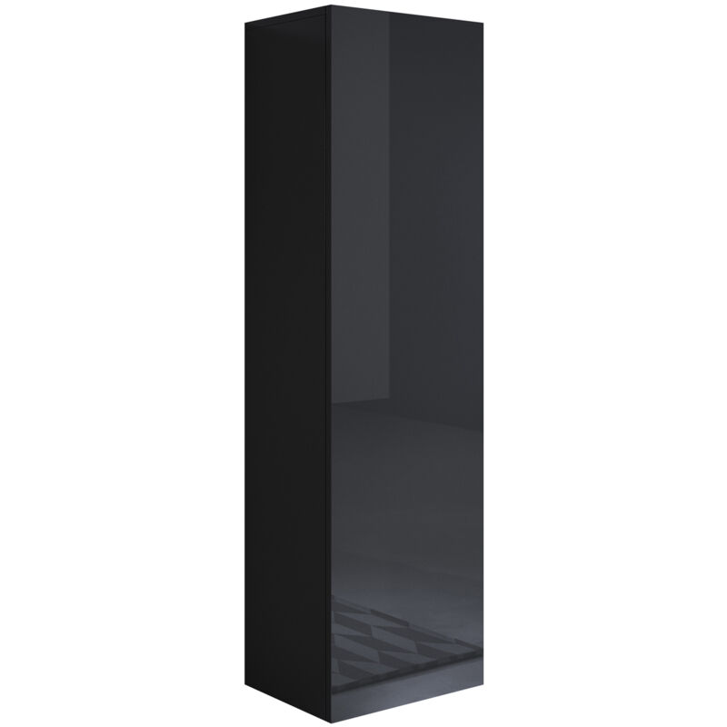 foto del prodotto mobile sospeso vetrina soggiorno moderno salotto vetrinetta pensile 40x165x28 modello luke v4 nero lucido