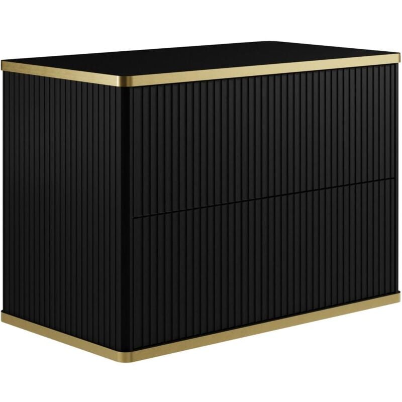 foto del prodotto mobile sotto lavabo per il bagno scanalato con profilo dorato nero l80 cm keliza