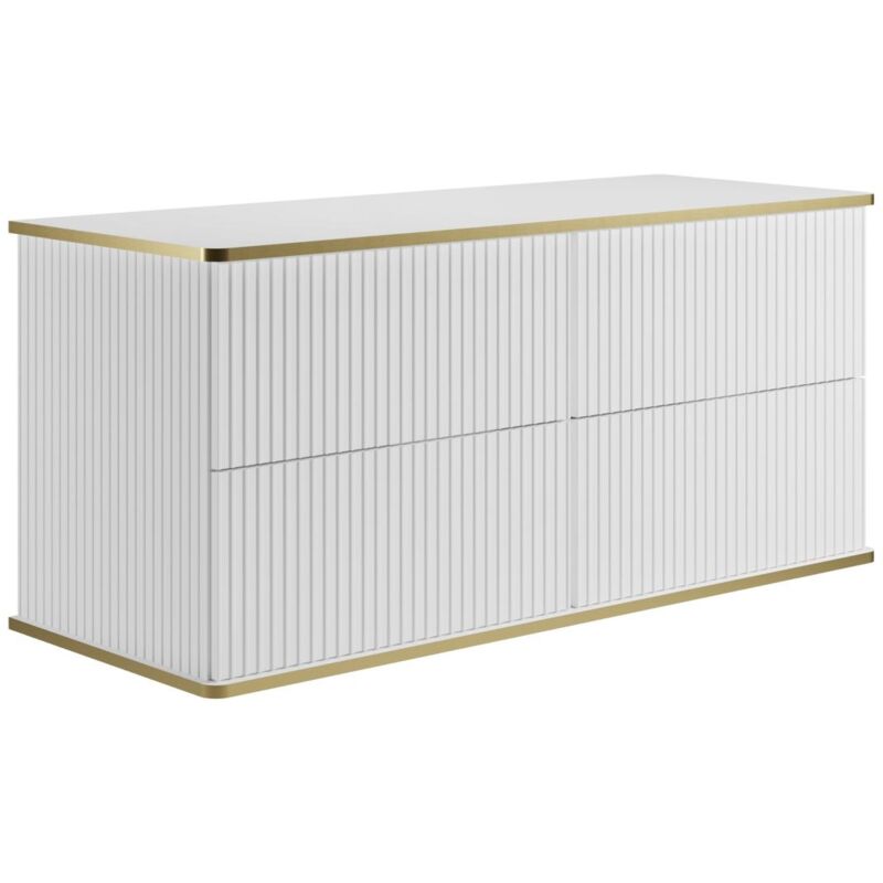 foto del prodotto mobile sotto lavabo sospeso scanalato 120 cm bianco profilo dorato keliza