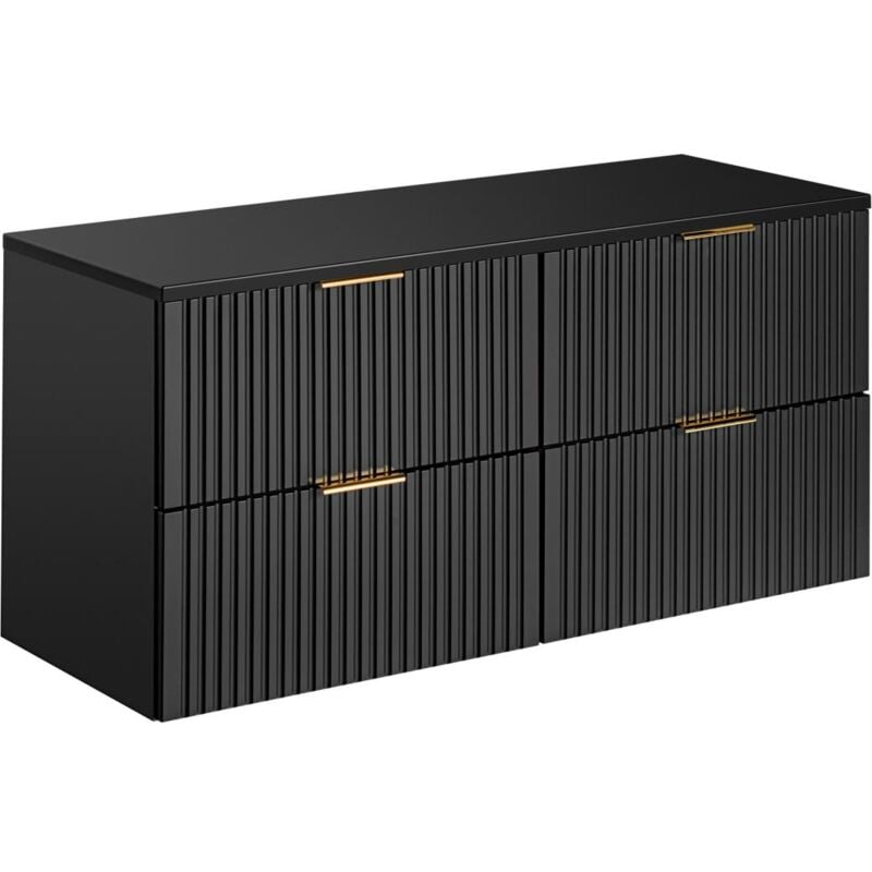 foto del prodotto mobile sotto lavabo sospeso scanalato con piano di appoggio 120 cm nero zevara