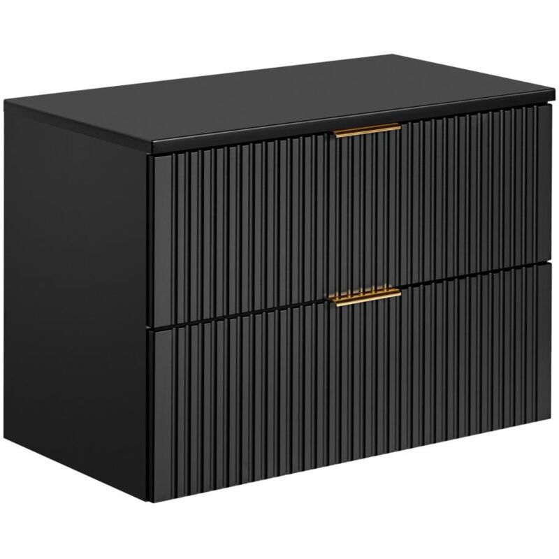 foto del prodotto mobile sotto lavabo sospeso scanalato con piano di appoggio l80 cm nero zevara
