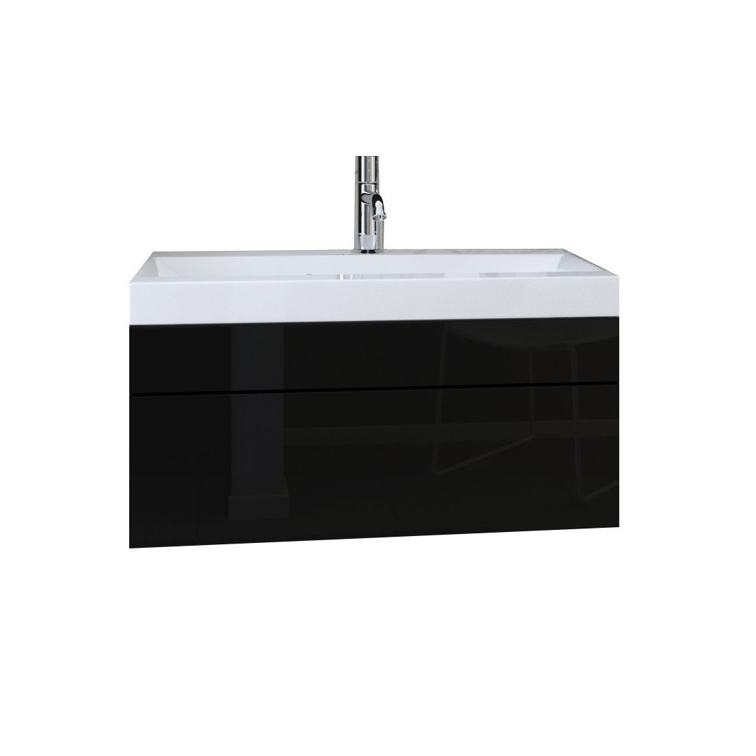 foto del prodotto mobile sottolavabo 80cm sospeso collezione raven, colore nero opaco e lucido, ideale per un bagno di design.