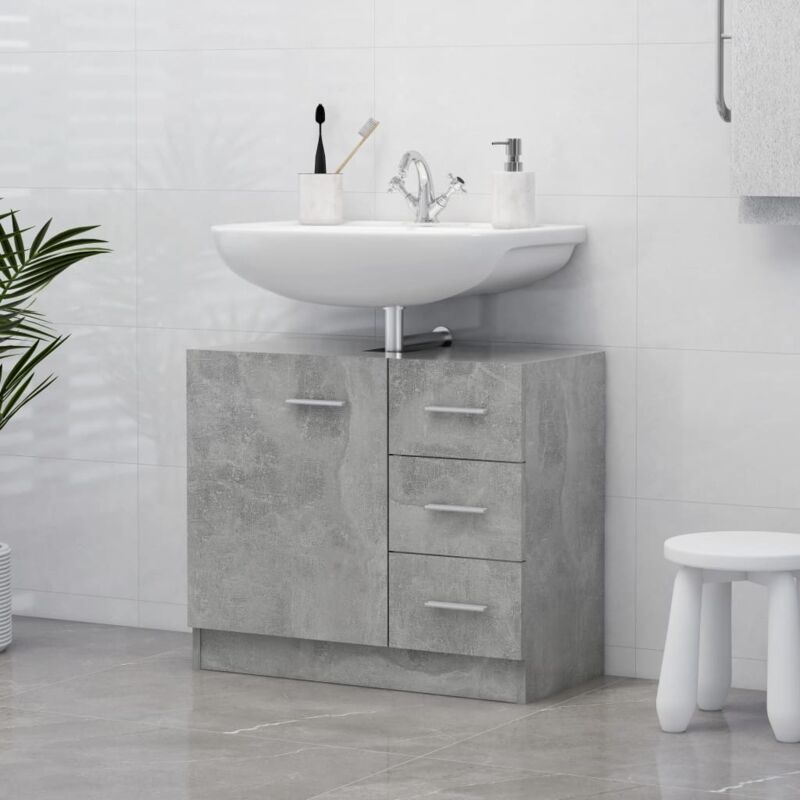 foto del prodotto mobile sottolavabo,armadietto da bagno sotto lavello,credenza sottolavabo grigio cemento 63x30x54 cm in truciolato xzz951787 bonnevie