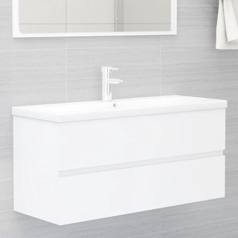 foto del prodotto mobile sottolavabo armadietto mobili per lavabo bianco 100x38,5x45 cm in truciolato