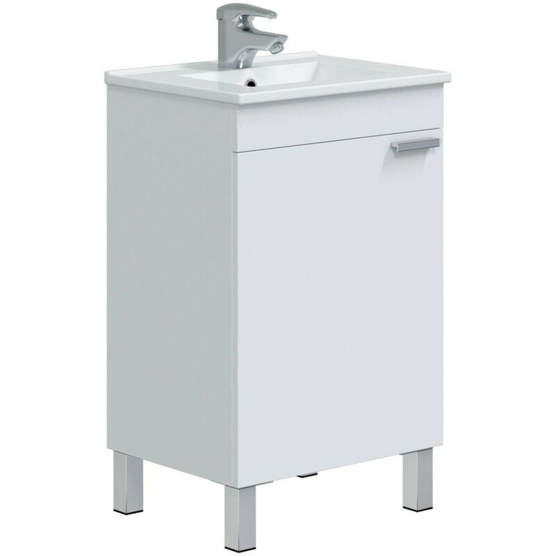 foto del prodotto mobile sottolavabo colbert, mobiletto da bagno, contenitore porta lavabo, armadio per lavandino, 50x39 h80 cm, bianco lucido dmora