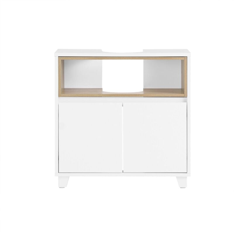 foto del prodotto mobile sottolavabo con 2 ante senza lavandino mobiletto per lavandino bagno 60x30x61cm bianco bzr148 w