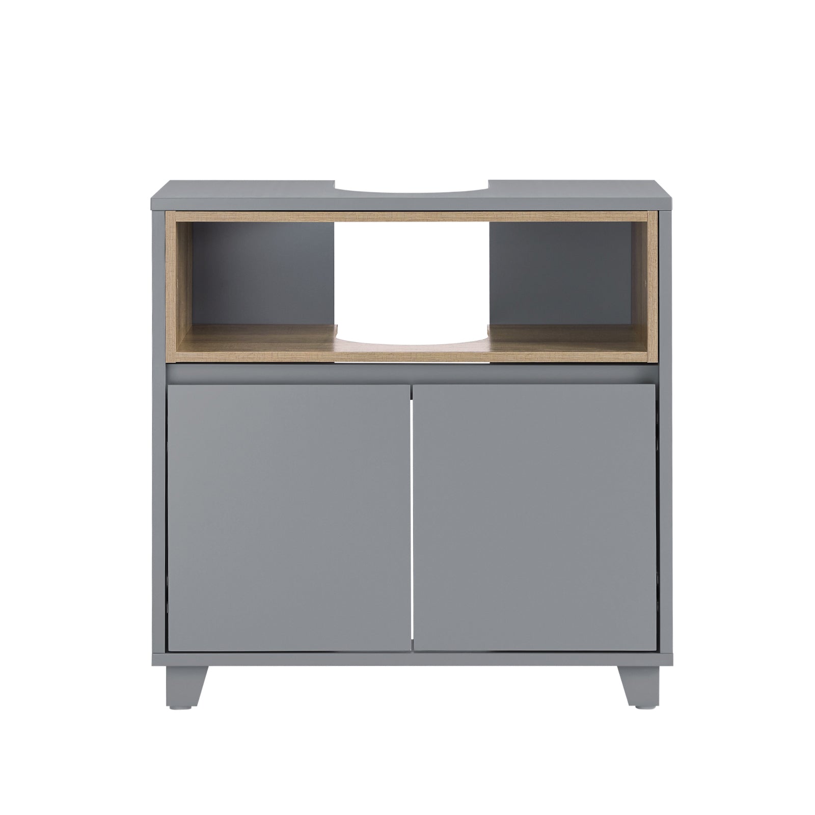 foto del prodotto mobile sottolavabo con 2 ante senza lavandino mobiletto per lavandino bagno 60x30x61cm grigio bzr148 dg