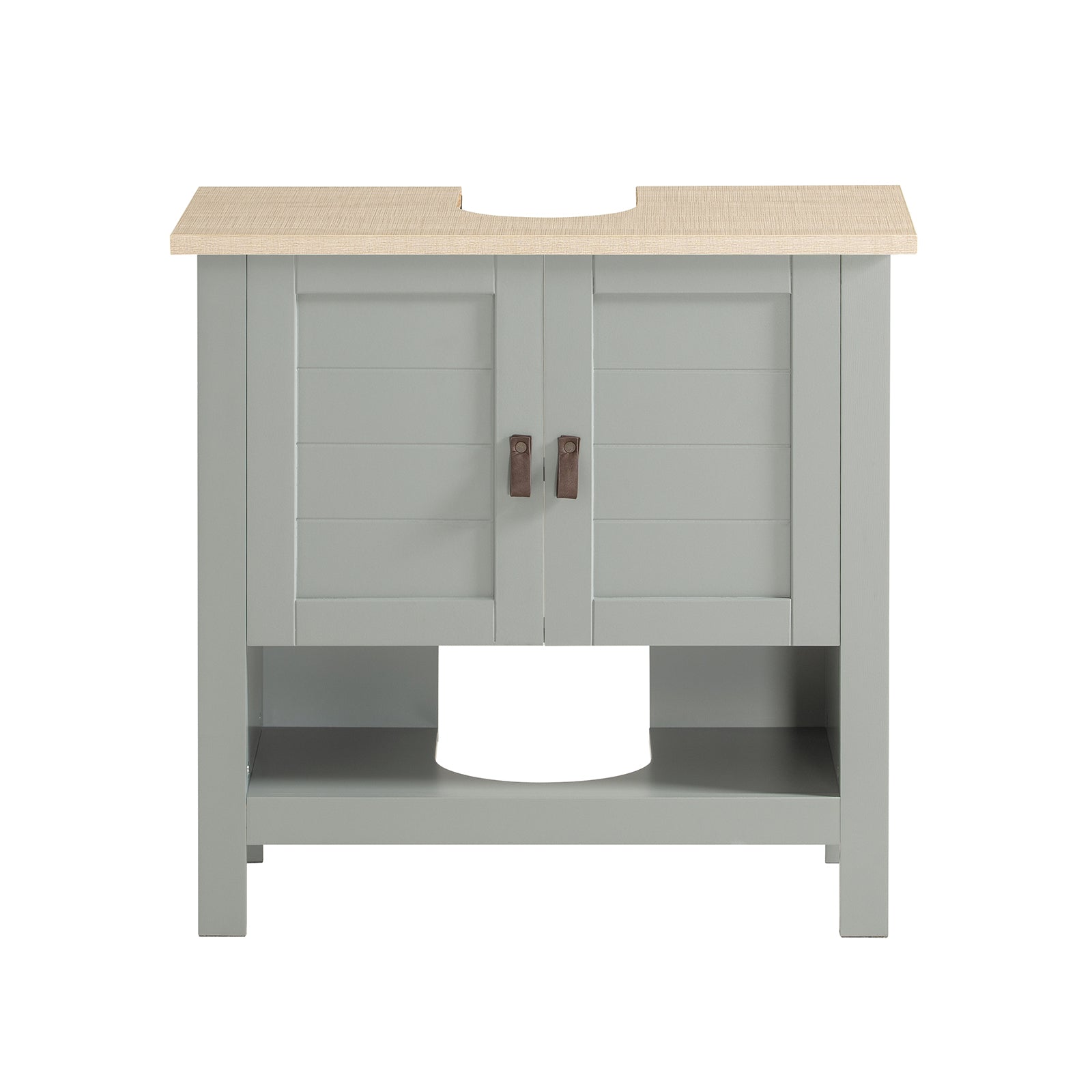 foto del prodotto mobile sottolavabo con anta scorrevole mobile bagno mobile lavabo grigio chiaro 60x30x60cm bzr69-ii-hg sobuy