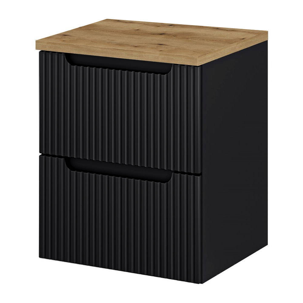 foto del prodotto mobile sottolavabo da parete newport con 2 cassetti 50 x 60 x 40 cm nero effetto rovere en.casa 