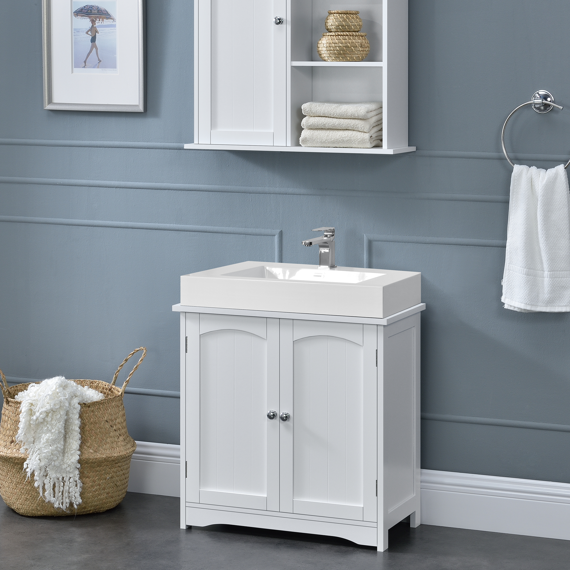 foto del prodotto mobile sottolavabo da terra con 2 ante e ripiano 60 x 60 x 30 cm bianco en.casa 