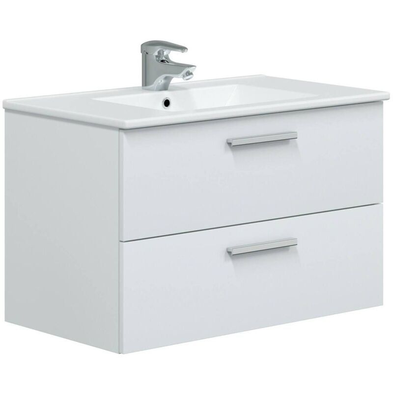 foto del prodotto mobile sottolavabo dartford, mobiletto da bagno, contenitore porta lavabo, armadio per lavandino, 80x45 h50 cm, bianco lucido - dmora