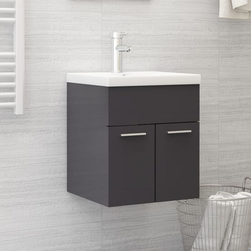 foto del prodotto mobile sottolavabo grigio lucido 41x38,5x46cm legno multistrato vidaxl