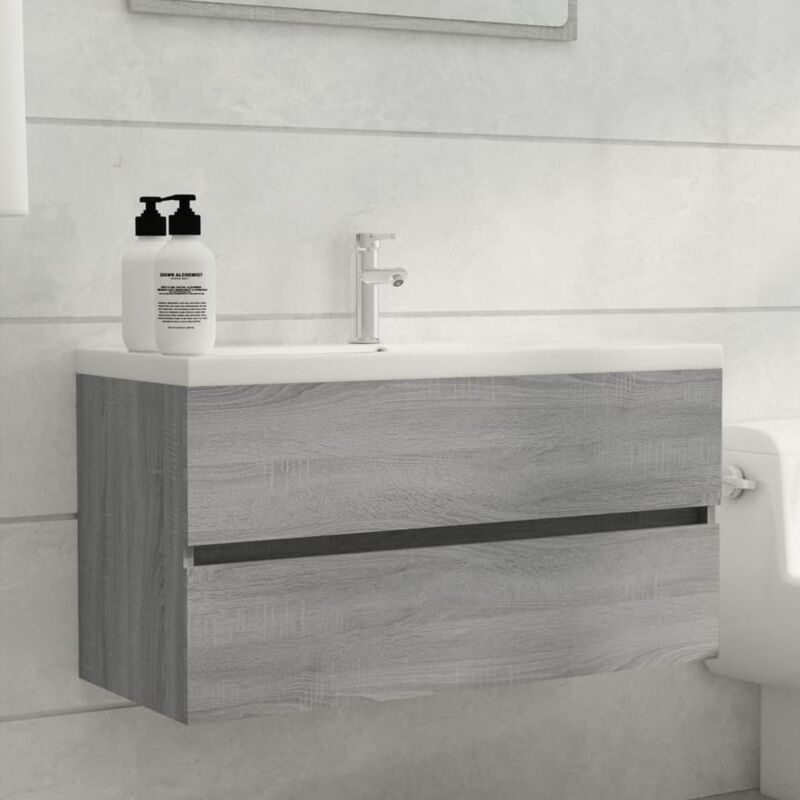 foto del prodotto mobile sottolavabo grigio sonoma 90x38,5x45cm legno multistrato vidaxl