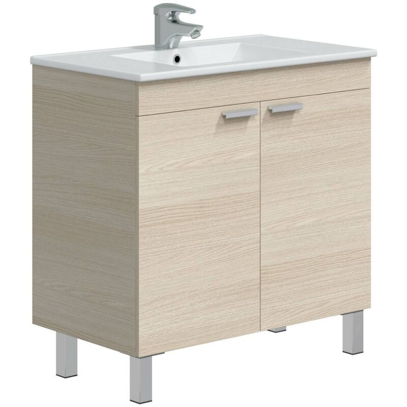 foto del prodotto mobile sottolavabo irwin, mobiletto da bagno, contenitore porta lavabo, armadio per lavandino, 80x45 h80 cm, rovere dmora