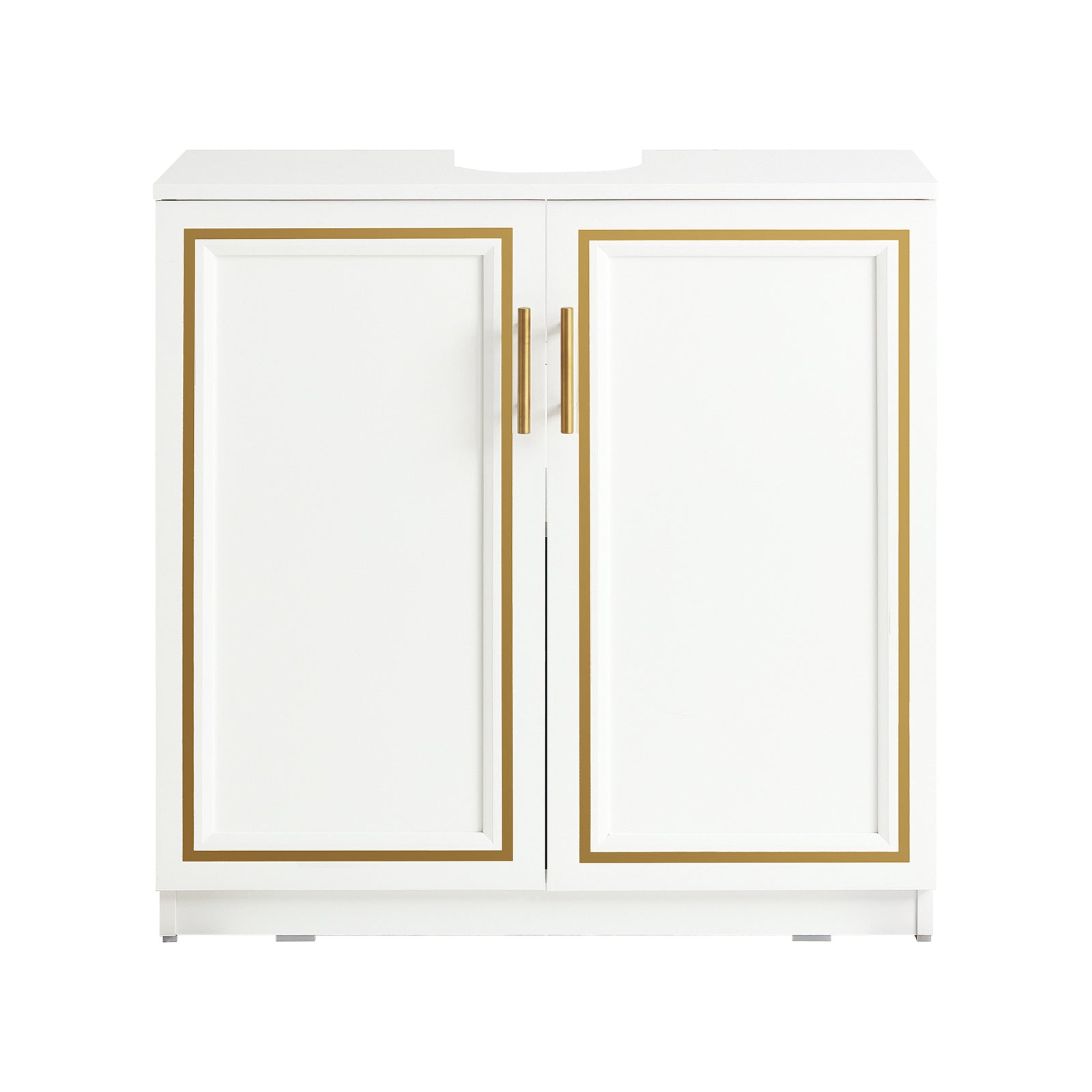 foto del prodotto mobile sottolavabo mobile bagno mobiletto per lavandino bagno bianco+oro bordo 60x30x61cm bzr86-w sobuy