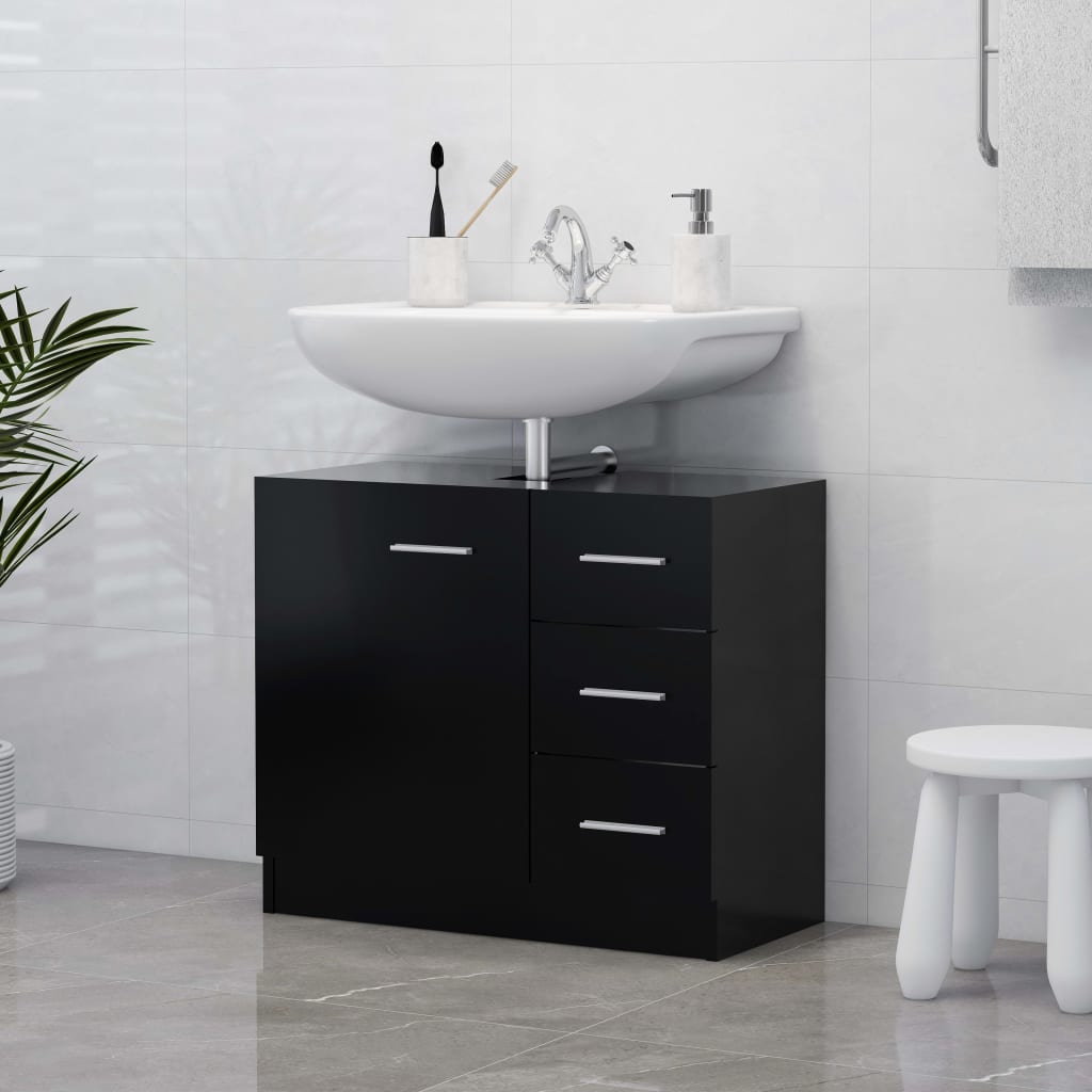 foto del prodotto mobile sottolavabo nero 63x30x54 cm in legno multistrato vidaxl