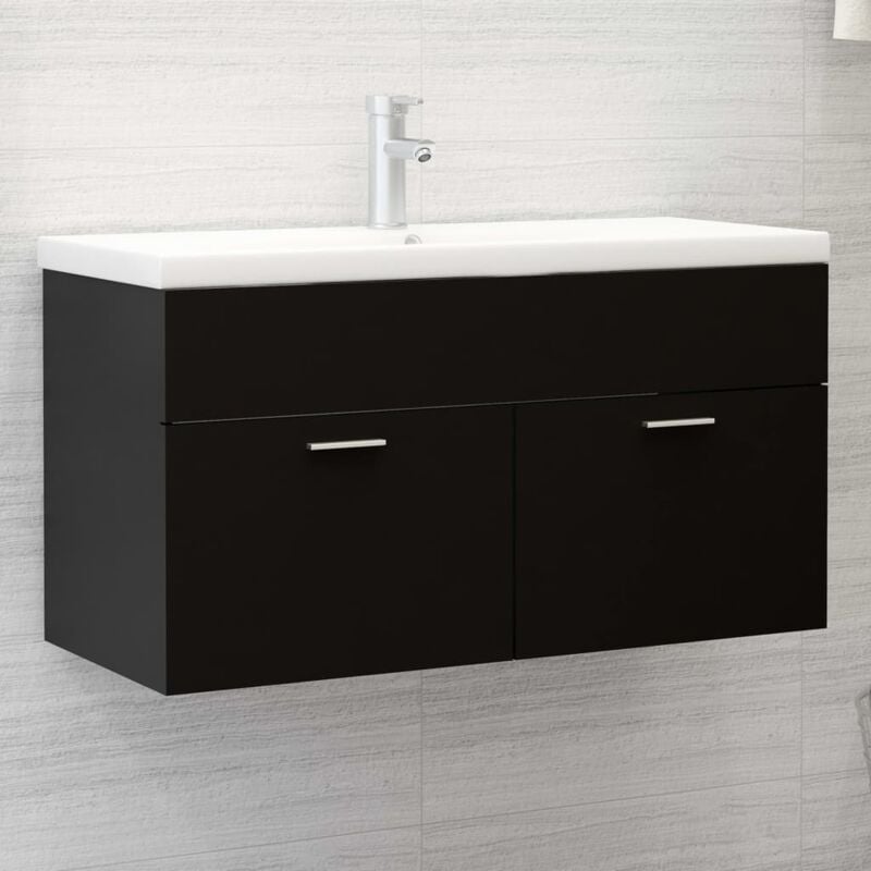 foto del prodotto mobile sottolavabo nero 90x38,5x46 cm in legno multistrato vidaxl