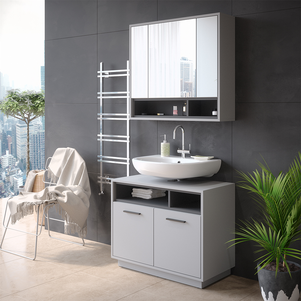 foto del prodotto mobile sottolavabo per bagno beatrice, grigio, 80 x 64 cm vicco