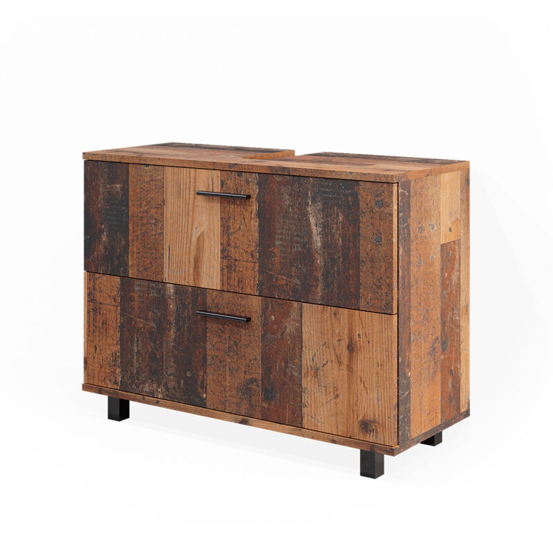 foto del prodotto mobile sottolavabo per bagno ilias, rovere rustico, 80 x 60 cm con 2 cassetti vicco