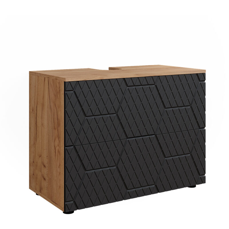 foto del prodotto mobile sottolavabo per bagno irma, antracite a righe, 80 cm con 2 cassetti vicco
