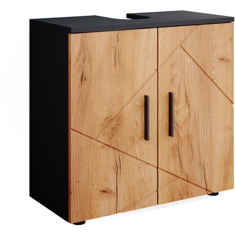 foto del prodotto mobile sottolavabo per bagno irma, quercia dorata antracite, 60 x 59 cm vicco