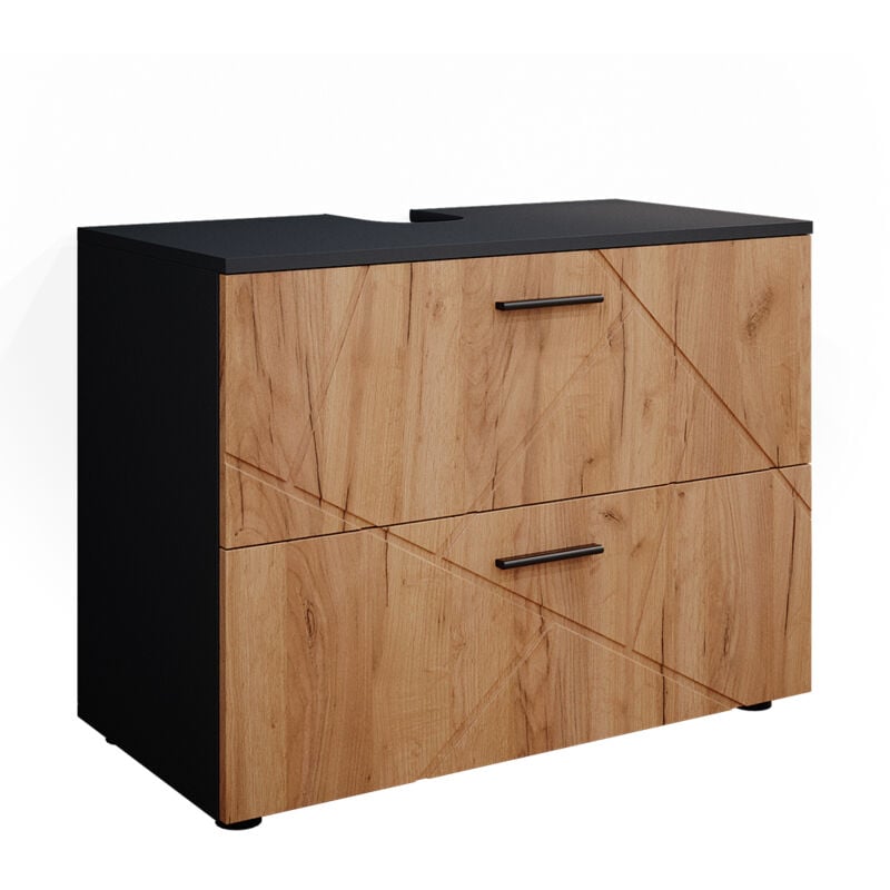 foto del prodotto mobile sottolavabo per bagno irma, quercia dorata antracite, 80 x 58.6 cm vicco