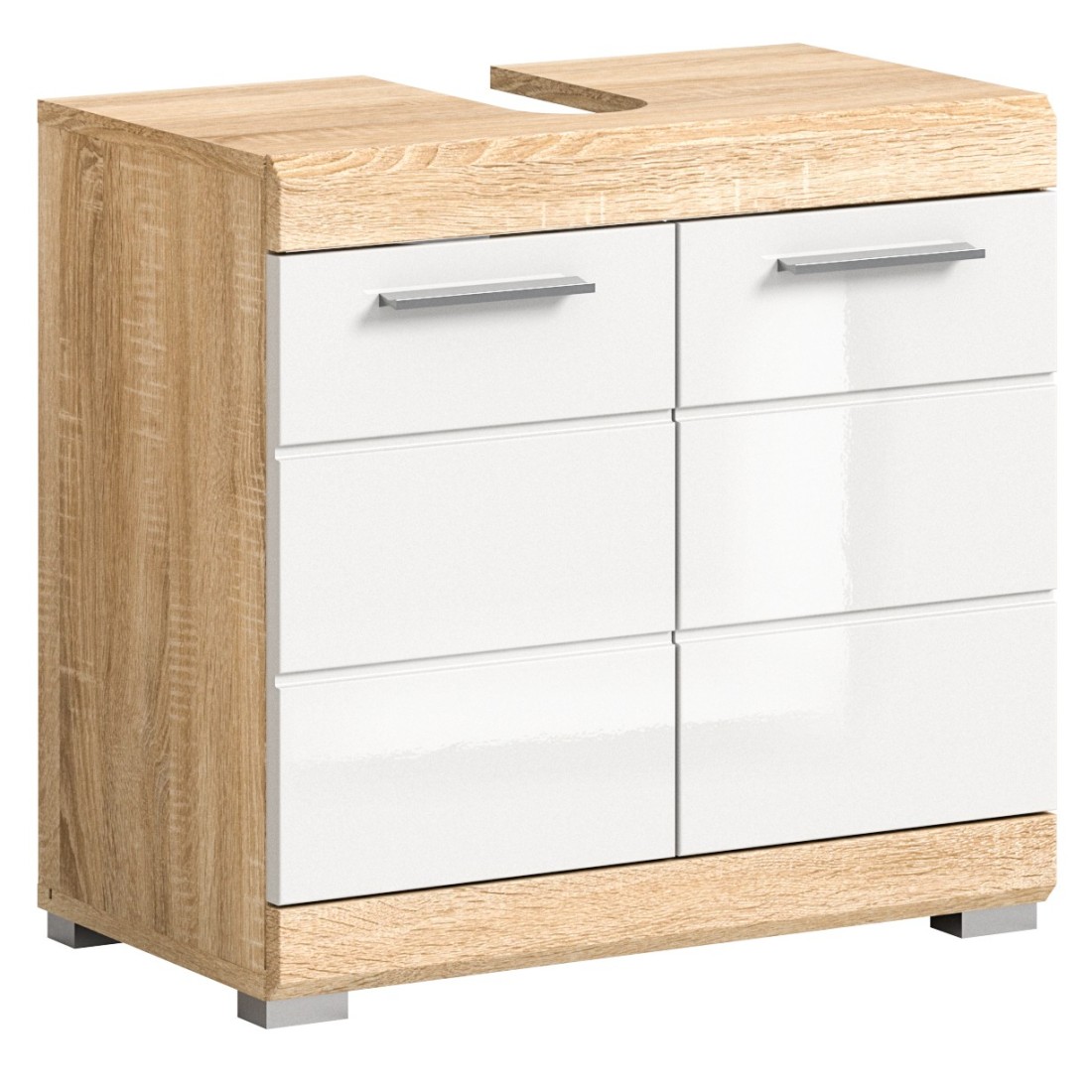 foto del prodotto mobile sottolavabo ridley 2 porte bianco e rovere chiaro