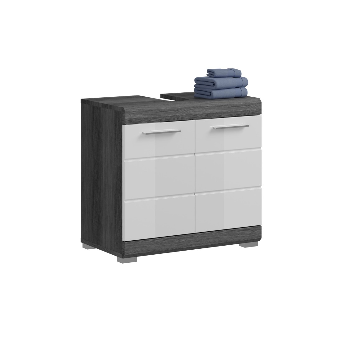 foto del prodotto mobile sottolavabo scott 2 porte grigio scuro e bianco 60x56x34 cm