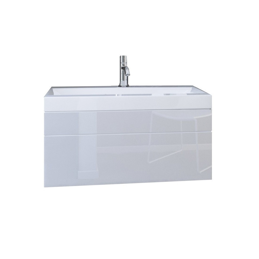 foto del prodotto mobile sottolavabo sospeso collezione raven, colori bianco opaco e bianco lucido, ideale per un bagno di design.