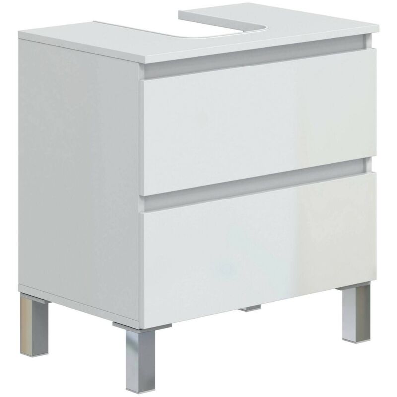 foto del prodotto mobile sottolavabo toutle, mobiletto da bagno, contenitore porta lavabo, armadio per lavandino, 60x40 h64 cm, bianco lucido dmora