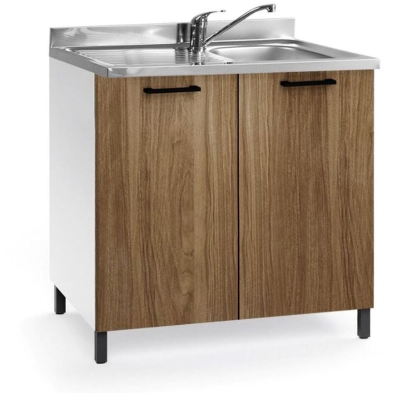 foto del prodotto mobile sottolavello con 2 ante colore noce naturale lavello incluso 80x50x85h cm
