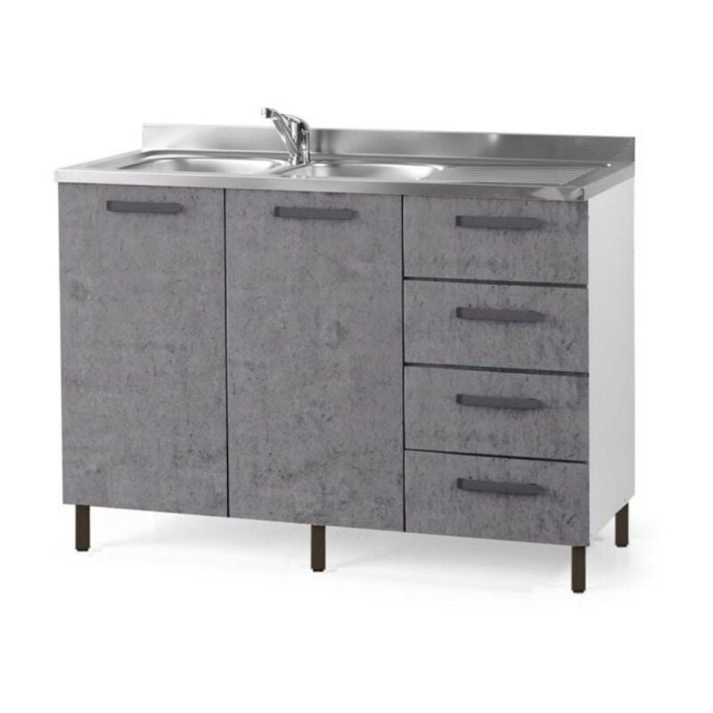 foto del prodotto mobile sottolavello con cassettiera destra e lavello incluso colore cemento 120 cm