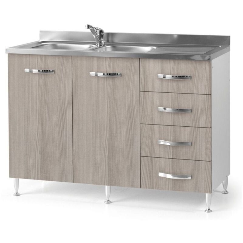 foto del prodotto mobile sottolavello con cassettiera destra e lavello incluso colore olmo 120 cm