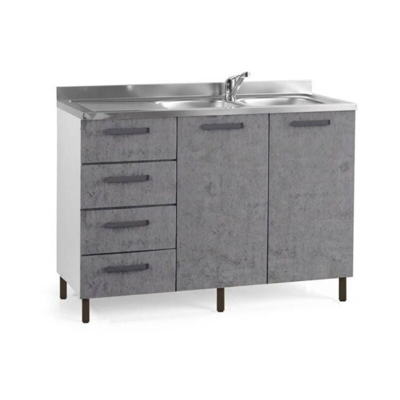 foto del prodotto mobile sottolavello con cassettiera sinistra e lavello incluso colore cemento 120 cm