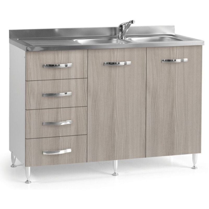 foto del prodotto mobile sottolavello con cassettiera sinistra e lavello incluso colore olmo 120 cm