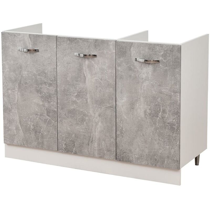foto del prodotto mobile sottolavello cucina componibile mobiletto colore grigio cemento 3 ante