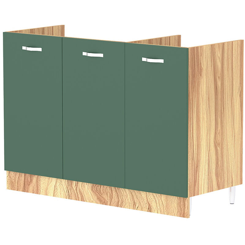 foto del prodotto mobile sottolavello cucina componibile mobiletto in legno colore verde con 3 ante