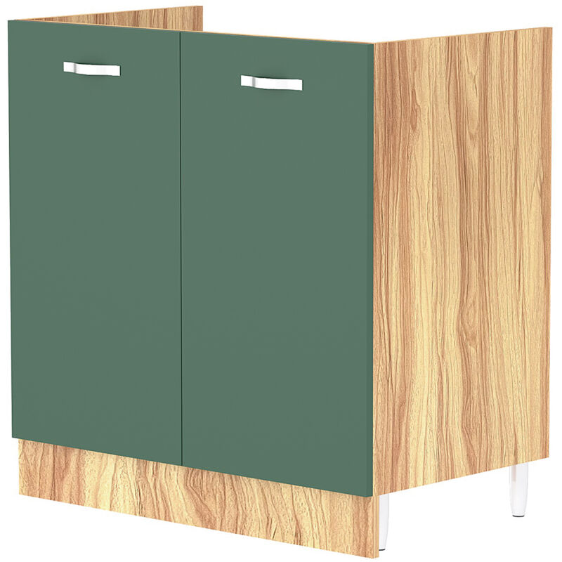 foto del prodotto mobile sottolavello cucina componibile mobiletto legno colore verde con 2 ante