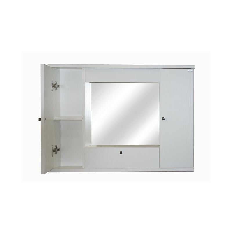 foto del prodotto mobile specchiera bagno bianco frassinato 2 ante c ribalta h.61x93x14 cm